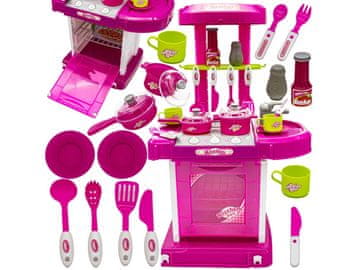 shumee Rožnata kuhinja s pečico, svetlobo, zvoki, dodatki