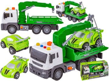 shumee Večnamenski tovornjak, vlačilec, žerjav, transporter + avto 1:16