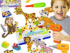 shumee Creative ZOO mozaik v kovčku 198 kos. 3D sestavljanka, kocke, komplet za sestavljanje izvijačev