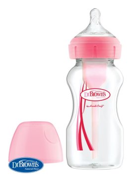 DR.BROWN'S Antikolična steklenička Možnosti+ širok vrat 270 ml, plastika, roza