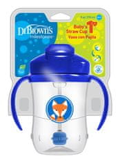 DR.BROWN'S Vrč s slamico 270 ml z ročaji 6 M + modra