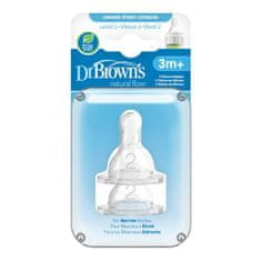 DR.BROWN'S Steklenični cucelj Možnosti+ ozek 3m+, silikonski 2 kosa