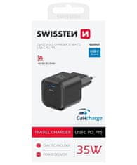 SWISSTEN napajalnik gan 1x usb-c 35w power delivery črn