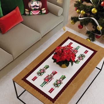 Večbarvni prt iz blaga NUTCRACKERS, božični slog, 50x100 cm