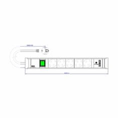 Bachmann razdelilec rack 5x220V Connect Line 2x USB A 2m