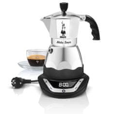 BIALETTI Bialetti Moka Timer: Polnoavtomatski električni moka aparat s časovnikom, 3 skodelice, srebrn in črn barvni kombinaciji