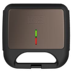 Black+Decker Black+Decker BXSA753E sendvič toaster: kakovosten, eleganten, s sposobnostjo za pripravo 2 sendvičev, nerjaveče jeklo, nelepilo površina.