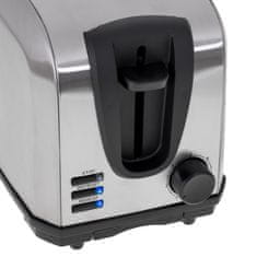 Adler Srebrni toaster Adler AD 3222 z roletnim stojalom, 7 stopnjami zapečenja, funkcijami ponovne peke in odmrzovanja, inox material.