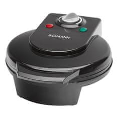 slomart Bomann WA 5018 CB Črni aparat za vaflje, 1200 W, za obliko figur, s protivlomnimi nogicami in nelipilnim premazom