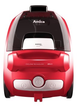 Amica Amica Bagio Eco VM3044 1.5 L brez vrečke sesalnik, 900 W, srebrno-rdeče-črne barve, idealen za dom z cikelonskim ločevanjem umazanije.