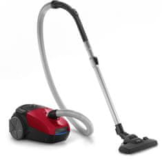 Philips Cilindrični sesalnik Philips 2000 serije FC8243/09, 3 L s vrečko, 750 W, idealen za dom, rdeč/črn, z raztegljivo cevjo in alergijskim filtrom.
