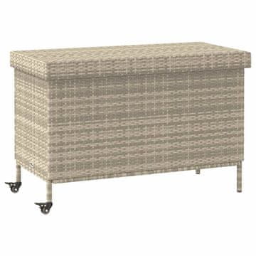 Vidaxl vidaXL Vrtna shranjevalna škatla s kolesi, siva, 110x55x73 cm, poli ratan