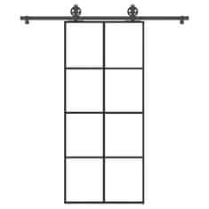 shumee vidaXL Drsna vrata z opremo 90x205 cm ESG steklo in aluminij
