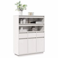 shumee vidaXL Visoka omara bela 89x34x116,5 cm trdna borovina