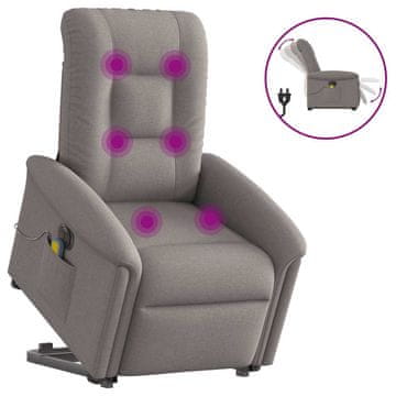 Vidaxl Električni masažni naslanjač s funkcijo vstajanja taupe