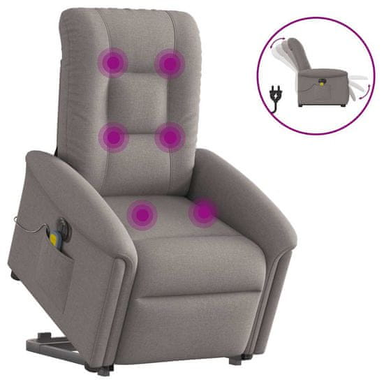 shumee vidaXL Električni masažni naslanjač s funkcijo vstajanja taupe