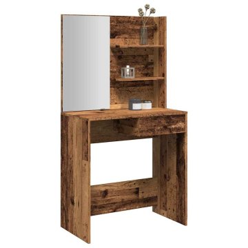 shumee vidaXL toaletna mizica z ogledalom iz starega lesa 74,5x40x141 cm
