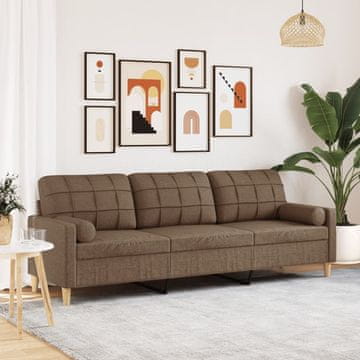 Vidaxl vidaXL Trosed z blazinami, rjav, 210 cm, oblazinjen s tkanino