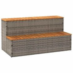 shumee vidaXL Korak za masažno kad siv 100x50x50,5cm poli ratan/trden akacija