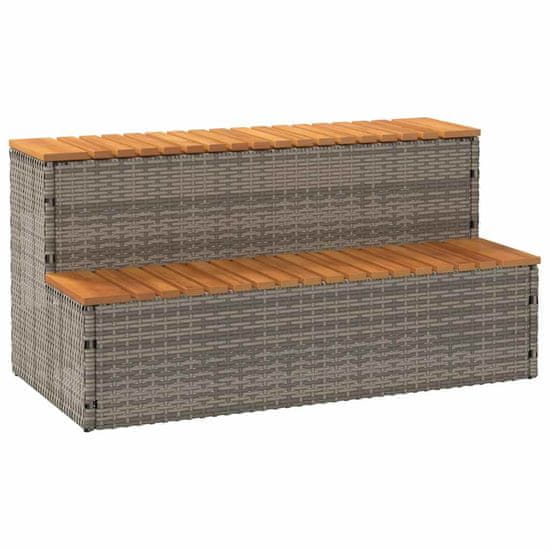 shumee vidaXL Korak za masažno kad siv 100x50x50,5cm poli ratan/trden akacija