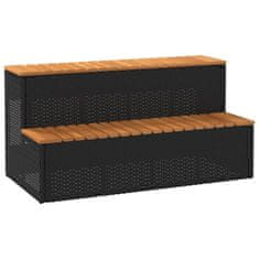 shumee vidaXL Korak za masažno kad črn 50x50x50,5 cm poli ratan/trden akacija