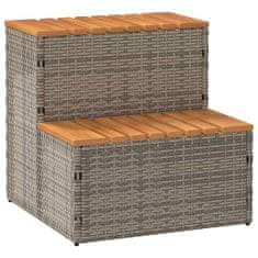 shumee vidaXL Korak za masažno kad siv 50x50x50,5 cm poli ratan/trden akacija