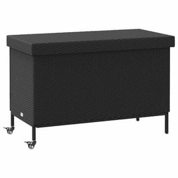 shumee vidaXL Vrtna škatla za shranjevanje s kolesi črna 110x55x73 cm