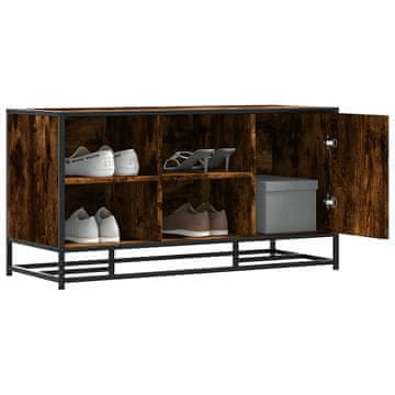 Vidaxl vidaXL Klop s prostorom za čevlje dimljen hrast 100x40x53,5 cm