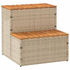 shumee vidaXL Korak za masažno kad bel 50x50x50,5 cm poli ratan/trden akacija