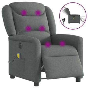 Vidaxl vidaXL Električni masažni stol z naslonjalom, temno siv, blago