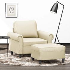 shumee vidaXL Fotelj s stolčkom za noge krem 60 cm umetno usnje