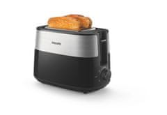 Philips Prenosni toster Philips Daily Collection HD2516/90, 2 rezini, 830 W, črn z nastavitvijo izgorevanja in funkcijo odmrzovanja
