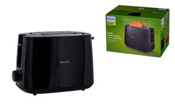 Philips Philips Daily Collection HD2581/90 Črni toaster za 2 kruhka z 8 nastavitvami rjavenja in funkcijami odmrzovanja ter ponovno segrevanja