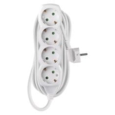 Emos Podaljšek 5 m / 4 vtičnice / beli / PVC / 1,5 mm2