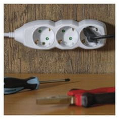 Emos Podaljšek 5 m / 4 vtičnice / beli / PVC / 1,5 mm2