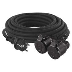 Emos Zunanji podaljšek 25 m / 2 vtičnici / črni / guma / 250 V / 1,5 mm2