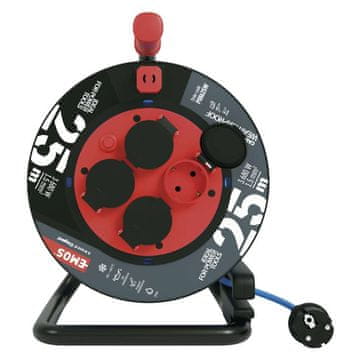 Emos Vremensko odporen kabelski kolut 25 m / 4 vtičnice / modra / PVC / 230 V / 1,5 mm2