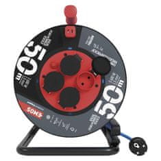 Emos Vremensko odporen kabelski kolut 50 m / 4 vtičnice / modra / PVC / 230 V / 1,5 mm2