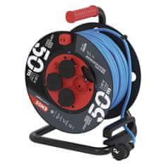Emos Vremensko odporen kabelski kolut 50 m / 4 vtičnice / modra / PVC / 230 V / 1,5 mm2