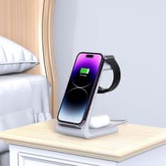 Tech-protect A36 3in1 brezžični polnilnik za mobitel / Apple Watch / AirPods 15W, bela
