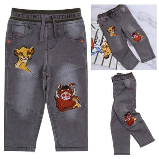Disney DISNEY Kralj lev – Simba in Pumba Sive otroške jeans hlače na elastiko