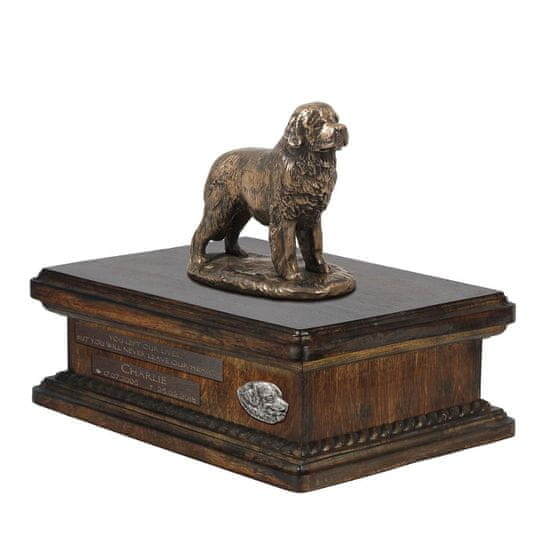 Artdog Newfoundland, Newfoundland, Wodołaz - žara za pasji pepel, personalizirana žara s kipcem, lesena žara s psom Art-Dog