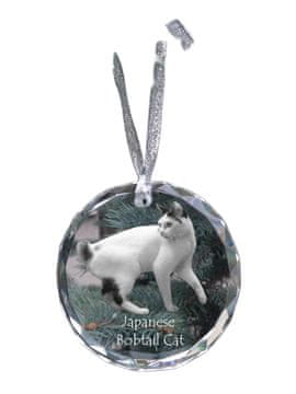 Artdog Japonski bobtail - kristalna kroglica s fotografijo, fotografije mačke v kristalu, personaliziran obesek za božično drevo Art-Dog