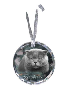 Artdog Scottish fold - kristalna krogla s fotografijo, fotografije mačke v kristalu, personaliziran obesek za božično drevo Art-Dog