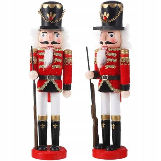 Korbi Božična dekoracija Dedek Mraz, lesena figura, vojak, 30 cm, v2