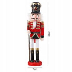 Korbi Božična dekoracija Dedek Mraz, lesena figura, vojak, 30 cm, v2