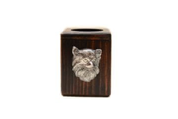 Artdog Dolgodlaka čivava - lesen svečnik s psom, unikaten spominek po izgubi psa, delo Art-Dog