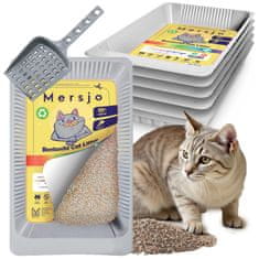 Mersjo 5x PH CONTROL posoda za enkratno uporabo, bentonitna mačja stelja s posodo 5x2,7l + posoda za smeti