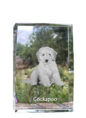 Artdog Cockapoo, Cockerpoo, Spoodle - kristal s fotografijo psa, fotografija v steklu, sodobna fotografska razstava Art-Dog