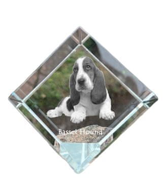 Artdog Basset Hound - kristalna kocka s fotografijo, fotografija konja v kristalu, kubični obtežilnik za papir Art-Dog